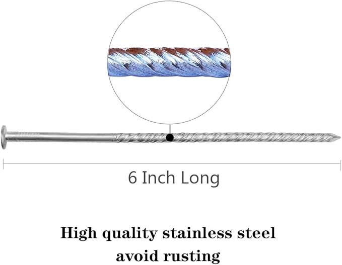 38 Pcs 6-Inch Artificial Turf Stakes, Stainless Steel Spiral Landscape Spikes, Landscape Edging Anchoring Spikes for Paver Edging, Weed Barrier, Artificial Turf Stake, Tent Stakes