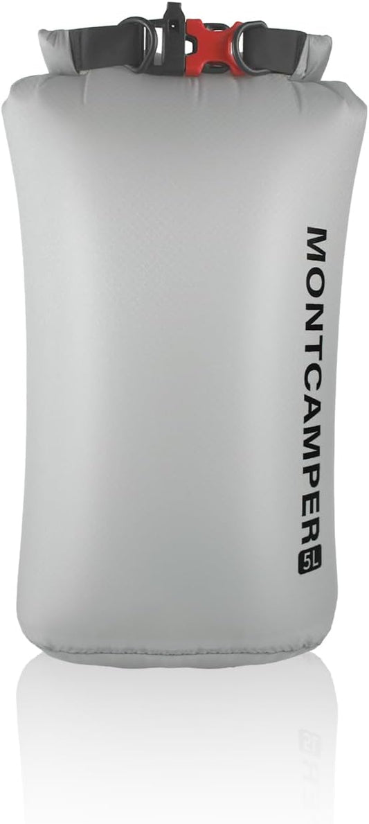 CORDURA Waterproof Dry Bag 5L – Heavy Duty IPX6 Roll Top Sack with Survival Whistle for Kayaking, Camping, Boating, Beach – Lightweight Dry Backpack (Gray)