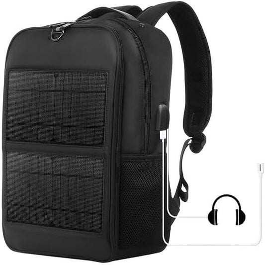 TOZLU 5V 14W Solar Panel Power Backpack Large capacity Laptop Bag with Handle USB Charging Port Nylon Outdoor Backpack for Hiking, Biking, Running Outdoors sport