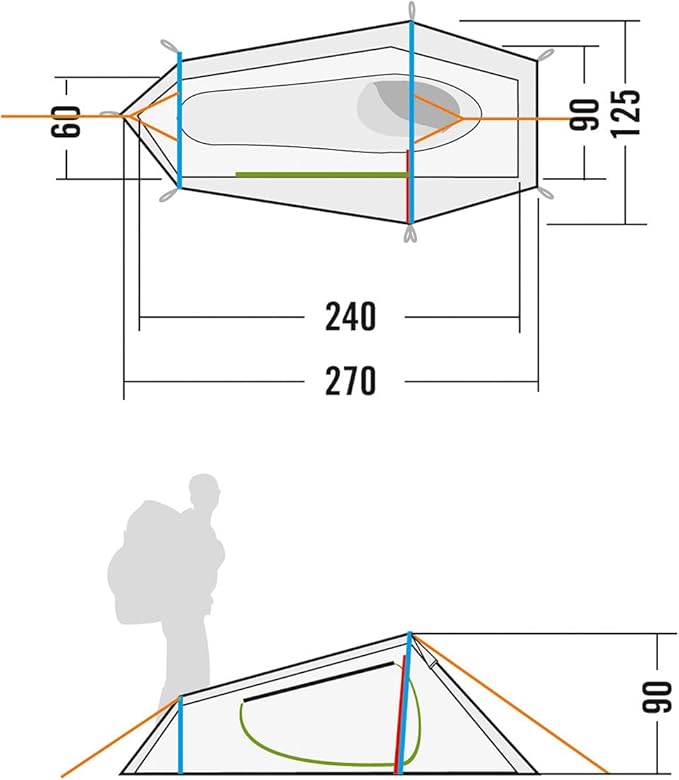 Tatonka Kyrkja 1 Person Tent Waterproof Very Light Tunnel Tent with Small Pack Size Side Entrance and Apse 270 x 125 x 90 cm