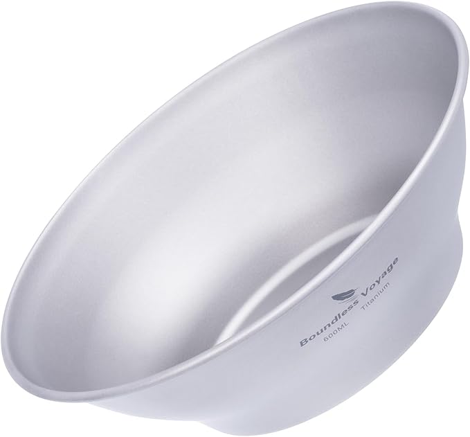iBasingo 600ml Titanium Bowl Ultralight Tableware Single-Walled Rice Salad Bowl Small Gym Fitness Bowl Outdoor Camping Dinnerware Potable Stackable Kitchen Utensils Ti1106T