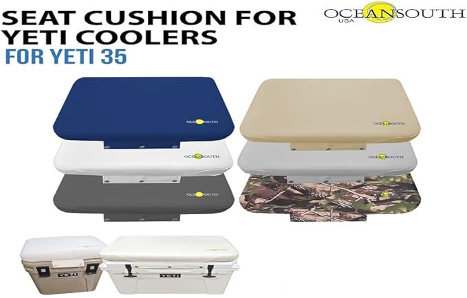 Oceansouth Seat Cushions for Yeti Coolers (Press Stud Fittings) (Camouflage, YETI 35) Camping yeti seat Cushion Handle Beach Chair ice Box chests and Coolers Foam Cooler Boat Seats