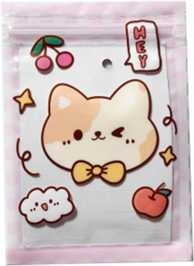 50 Pieces 7.5x11cm Small Cartoon Resealable Bags Cute PP Bag For Jewelry Packaging Bags Premium Adorable Anime Gift Bag (Pink dog)