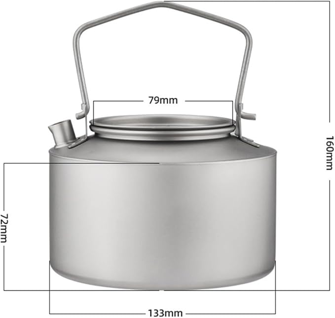 Ultralight Titanium Tea Kettle 980ml Collapsible Handle Camping Coffee Pot Compact Hiking Teapot For Outdoor Cooking Backpacking Travel Fast Boiling Rustproof(Frosted style)