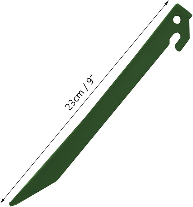 24 Pcs 9 Inch (225mm) Tent Pegs Plastic Spike Hook Awning Camping Caravan Visual Marker Outdoor Camping Inflatable Stakes Canopy (Green)