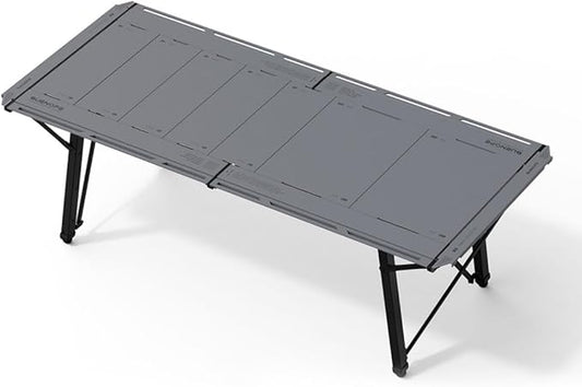 BUENOFE IGT Foldable Camping Table – Portable Outdoor Table with Steel Frame – Easy Setup and Space-Saving Design (Gray)