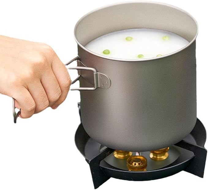 BY-J 2 Piece-Set Titanium Bowl Pot Set with Folding Handle, Outdoor Camping Picnic Pan, Ultralight Cooking Tableware Picnic Dishes