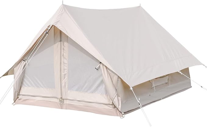GeRRiT Outdoor Camping Tent, 4 Season Canvas Yurt Tent, Easy Set Up for Camp Backpacking Hiking Outdoor, Cotton Bell Tent for Winter Camping Hello