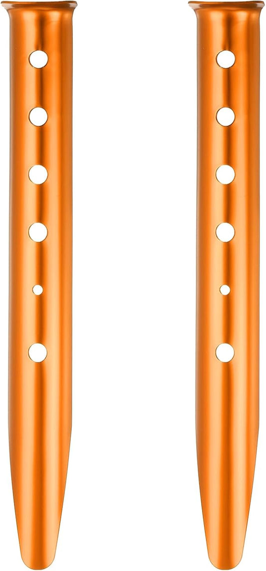 PATIKIL Aluminum Tent Stakes, 2 Pack Metal Camping Ground Pegs Camping Accessories Sand Stakes with 6 Holes for Tents Hammocks and Canopy, Orange