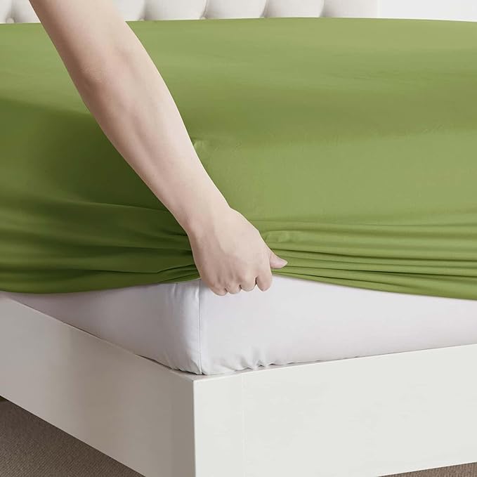 Clara Clark Full Sheets, 6 Piece Set - Hotel Luxury Bed Sheets, Super Soft Bedding Set, Full Size, Calla Green