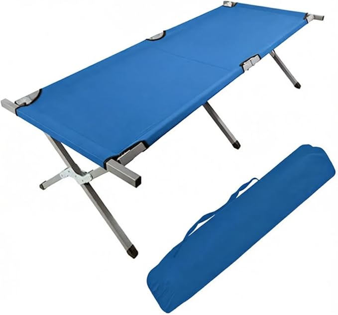 HOMSUPPLIE'S Folding Camping Cot,Outdoor Portable Camp Bed, Sleeping Cots with Carry Bag (Blue)