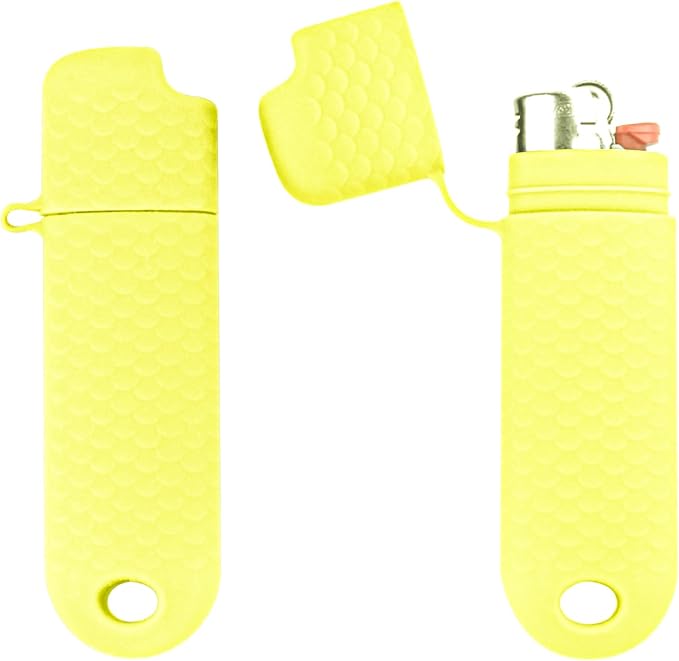 Waterproof Lighter Case Cover Holder for BIC Regular Lighters Sleeve Type J6 Outdoor Survival Multipurpose Seal Lighter Pouchfor Hiking and Camping (Yellow, 2)