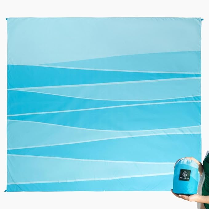 Ballast Beach Blanket – Sandproof & Waterproof, Extra Large Beach Mat with Compact Case, Quick Drying, Soft & Durable with Stakes & Corner Pockets to Stay Put in Wind