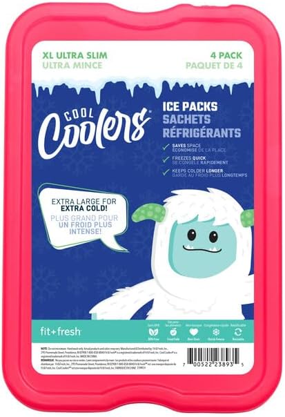 Cool Coolers by Fit + Fresh Slim Compact Reusable XL Ice Pack, Perfect for Lunch Boxes, Coolers, and Beach Bags