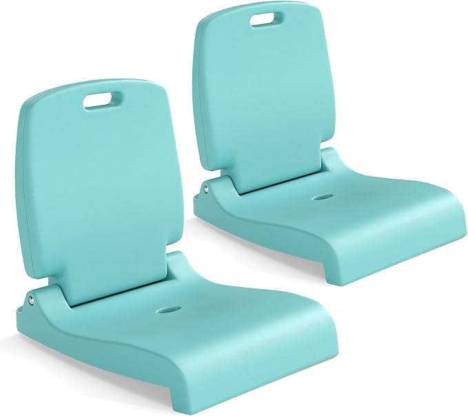GYMAX 2 Pack Foldable Poolside Chairs for Edge of Pool, Portable Pool Chair with Handle, Drainage Hole, Lightweight Folding Flip Seat for Beaches, Camping, Fishing, Tailgating, Lawn (Mint Green,2)
