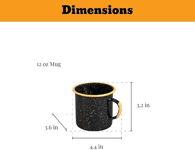 Granite Ware 12-Piece Outdoor Set, Enameled Steel, Perfect for Camping & Picnics - Speckled Black with Color Rim