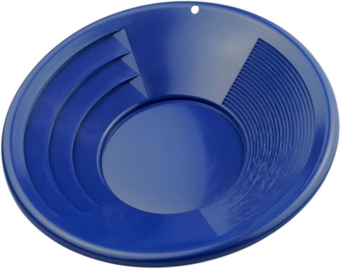 SE 8 Inch Gold Panning Pan - Dual Riffles for Easier Mining and Prospecting, Blue
