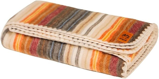 Alpaca Wool Blanket - Twin Size Bed Throw & Warm, Lightweight, Couch or Camp - Outdoor - 75 x 38 Inches (White & Brown)