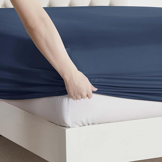 Clara Clark Full Sheets, 6 Piece Set - Hotel Luxury Bed Sheets, Super Soft Bedding Set, Full Size, Navy Blue