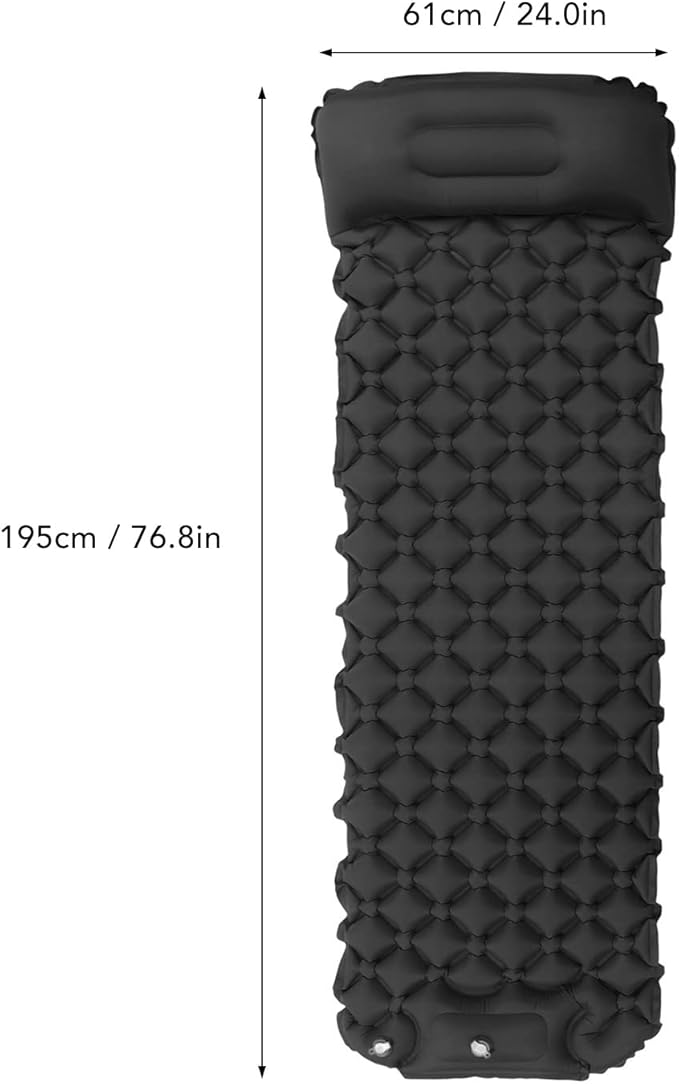 Sleeping Pad for Camping, Camping Sleeping Pad, Ultralight Inflatable Sleeping Mat with Built in Foot Pump & Pillow, Upgraded Compact Camping Air Mattress for Camping, Backpacking (Dark Gray)