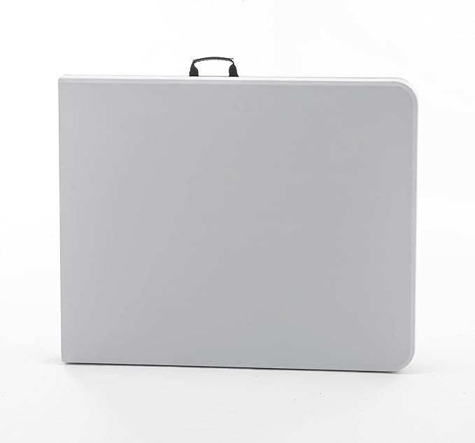 BTEXPERT Set of 2, Fold-in-Half Folding Utility Table 6 Feet 72"x 29.5" Lightweight Portable Carrying Handle Indoor Outdoor Picnic Camping Office Home Party Wedding Event Easy Clean Store Care White