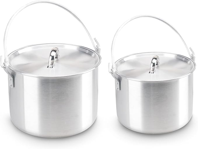 AceCamp Nested Pot Aluminum Lightweight Cooking Pot Set Outdoor Large Stock with lid and folding handle - 4L,8L,12L