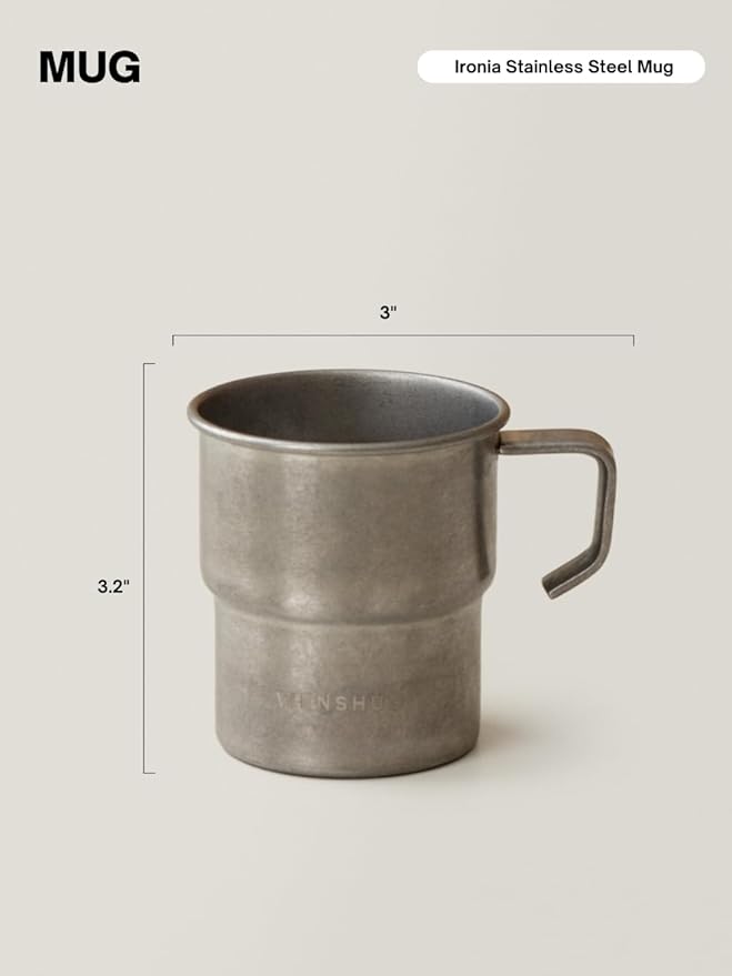 WENSHUO Outdoor Mug,Small Camping Cup,Vintage Stainless Steel,10.14 fl oz (300 ml)