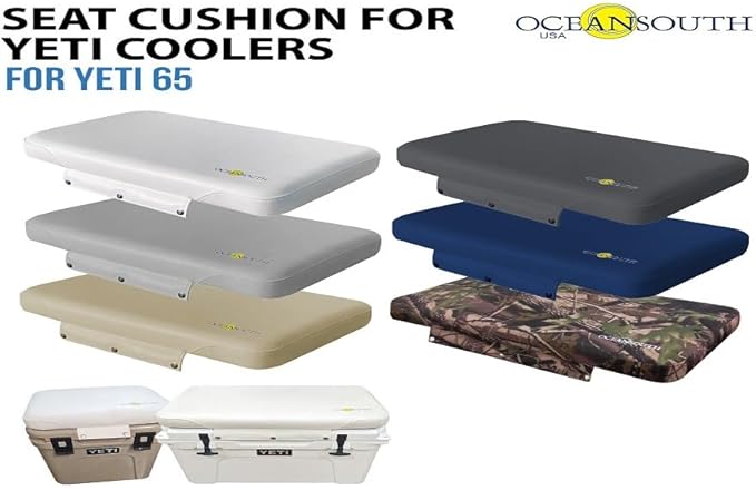 Oceansouth Seat Cushions for Yeti Coolers (Press Stud Fittings) (Tan, YETI 65) Camping yeti seat Cushion Handle Beach Chair ice Box chests and Coolers Foam Cooler Boat Seats
