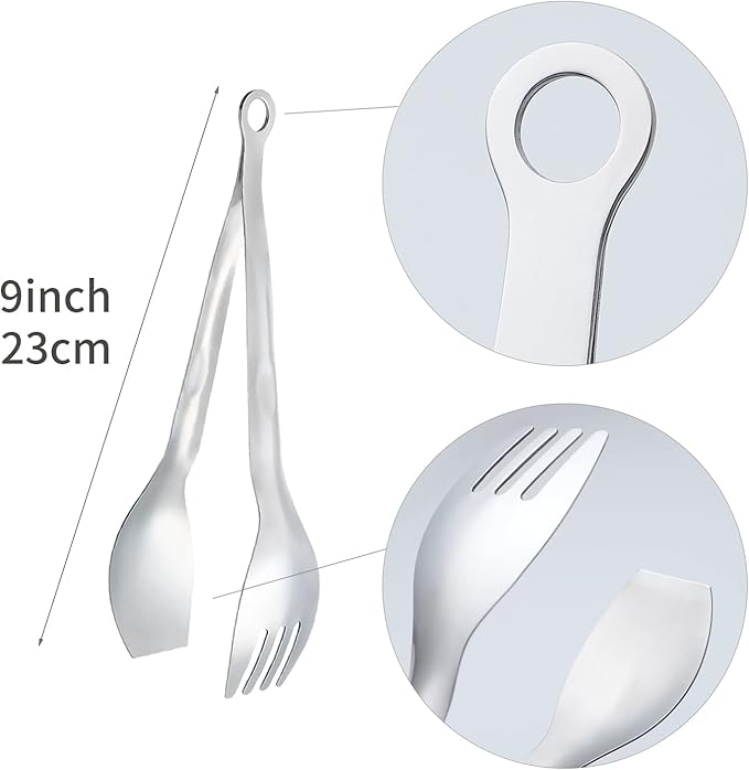 MSY BIGSUNNY 9 Inch Serving Tongs, Stainless Steel Metal Tongs for Cooking, Barbecue, Grilling, Buffet - Set of 2, Silver