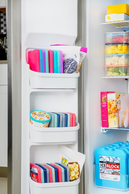 Cool Coolers by Fit & Fresh Slim Ice Packs, Quick Freeze, Space-Saving, Reusable Ice Packs for Lunch Boxes & Coolers