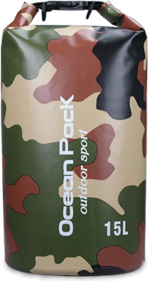 Outdoor Dry Sack/Floating Waterproof Bag 2L/3L/5L/10L/15L/20L/30L for Boating, Kayaking, Hiking, Snowboarding, Camping, Rafting, Fishing and Backpacking (Green, 15L)