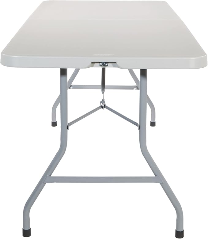 Office Star Resin Rectangle Center-Folding Portable Table for Picnics, Camping, and Tailgating, 6 Feet