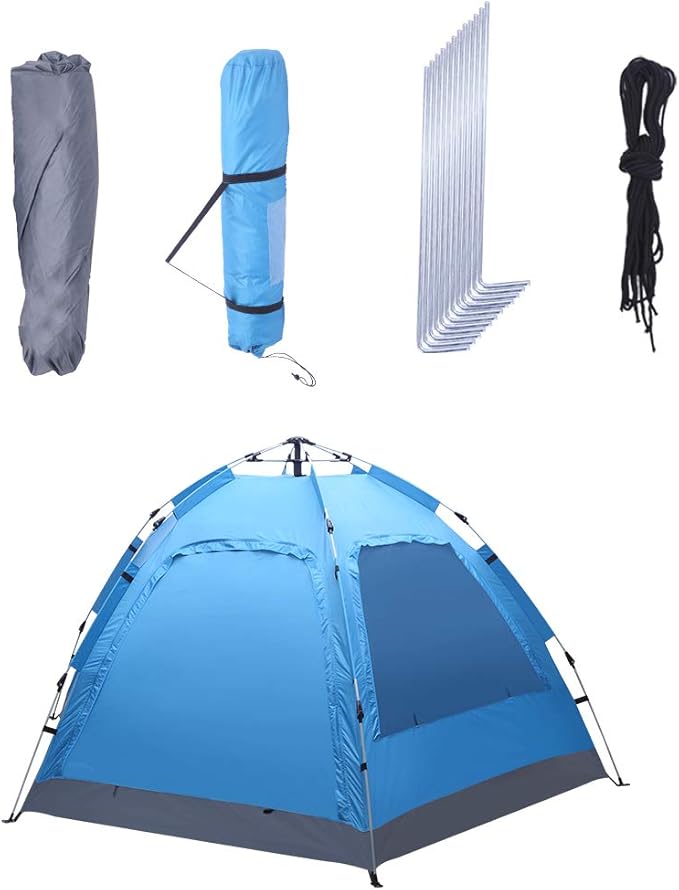 3-4 Person Automatic Family Tent, Instant Pop Up Waterproof for Camping Hiking Travel Outdoor Activities, Sports Tent Camping, Sun Shelters Tent, Advanced Venting Design