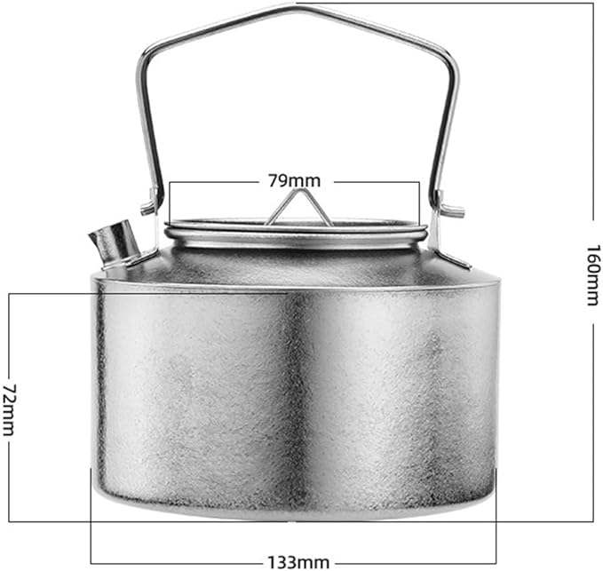 Ultralight Titanium Tea Kettle 980ml Collapsible Handle Camping Coffee Pot Compact Hiking Teapot For Outdoor Cooking Backpacking Travel Fast Boiling Rustproof(ice flower style)