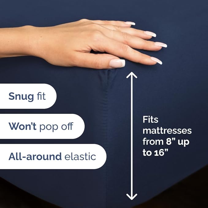 Full XL Bed Sheet - 4 Piece Full XL Bed Sheets Set - Soft, Breathable & Cooling - Hotel Luxury Bedding for Women, Men, Kids, Teens, Boys & Girls - Deep Pockets, Comfy, Fade & Wrinkle Free - Navy Blue