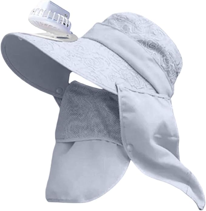 Solar Fan Cap, Wide Brim Sun Cap, USB and Solar Powered Adjustable Breathable Fan Hat for Women Men Outdoor