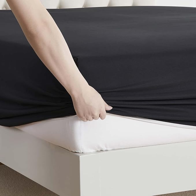 Clara Clark Queen Sheets, 6 Piece Set - Hotel Luxury Sheets for Queen Size Bed, Super Soft Bedding Set, Black