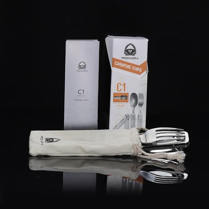ROXON C1 3 IN 1 Camping Utensils Detachable Cutlery Knife Spoon Fork for Outdoor Camping Hiking