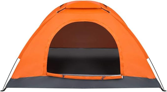 Camping Tent 1-2 Person Waterproof Windproof Dome Tent with Double Layers Door-Easy Set up-Portable Tents for Camping,Oxford Fabric,Orange