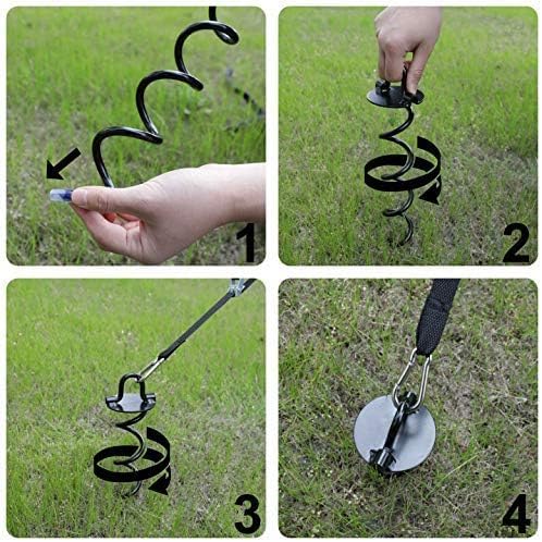 ABCCANOPY 16" Spiral Ground Anchor with Straps for Anchor Swings Set Down, Tent (Black)