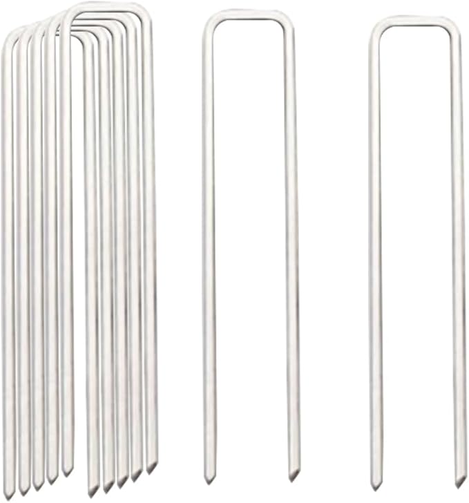 8 Gauge Landscape Staples 6 Inch Ground Staples 50Pack Yard Metal Lawn Ground Barrier Cover Wire Heavy Duty U Stakes Garden Pins