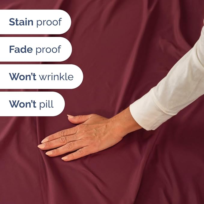 Flex Top Split Head King 4 Piece Sheet Set - Comfy Breathable & Cooling Bed Sheets Set - Hotel Luxury Bedding for Women, Men, Kids, Teens, Boys & Girls - Deep Pockets, Ultra-Soft - Oeko-Tex - Burgundy