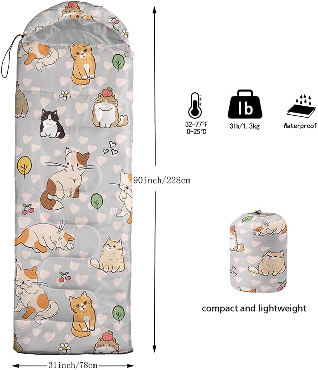 Kids Sleeping Bag for Boys and Girls,Mixed Color Star Dot-Lightweight Warm Portable Outdoor Indoor-Waterproof Cold Weather Resistant Sleeping Bag for Camping Hiking