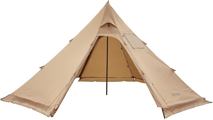 VEVOR Hot Tent, Camping Tipi Hot Tents with Stove Jack, Portable Winter Camping Tents with Snow Skirt, Easy Setup, Waterproof 4 Season Shelter Tents for Fishing Backpacking