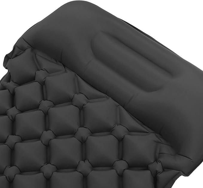Sleeping Pad for Camping, Camping Sleeping Pad, Ultralight Inflatable Sleeping Mat with Built in Foot Pump & Pillow, Upgraded Compact Camping Air Mattress for Camping, Backpacking (Dark Gray)