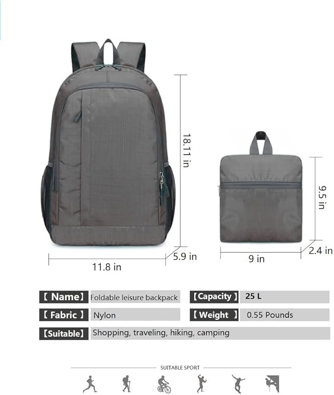 Ultra Lightweight Packable Hiking Backpack Small Foldable Travel Hiking Camping Daypack Casual Outdoor Day Bag for Men Women 25L