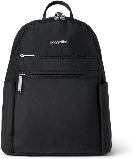 Baggallini Securtex® Anti-theft Vacation Travel Backpack 10x13 Slash-Resistant Nylon Daypack w/RFID, Black