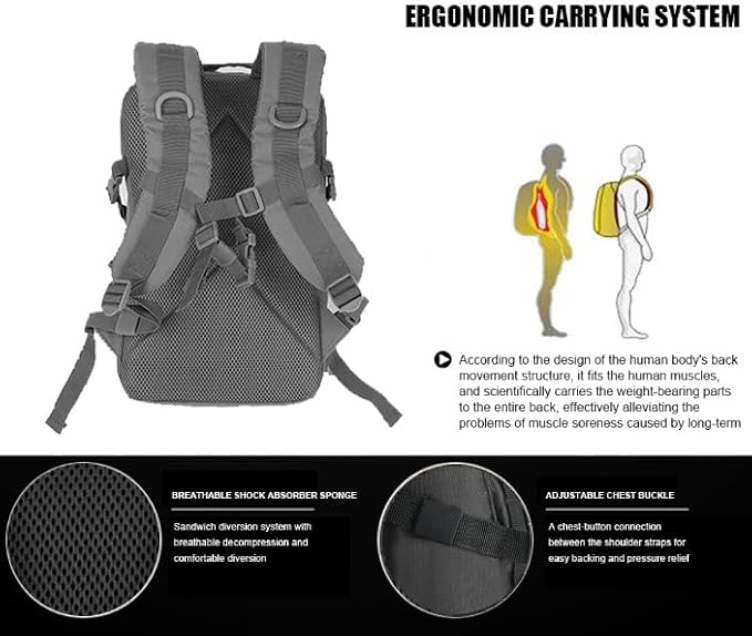12L Small Backpack Day Pack - Mini Tactical Backpacks Military Daypack Molle Bag Rucksack Bug Out Bag for Hiking (Grey)