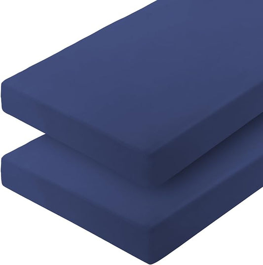 Cot Sheets 31" x 75", 2 Pack Cot Size Sheet Fitted for Narrow Twin Mattress/RVs Bunk/Guest Beds/Army Cots/Trifold Mattress/Travel Size Mattress, Ultra Soft & Breathable Camper RV Bunk Bed Sheets, Navy