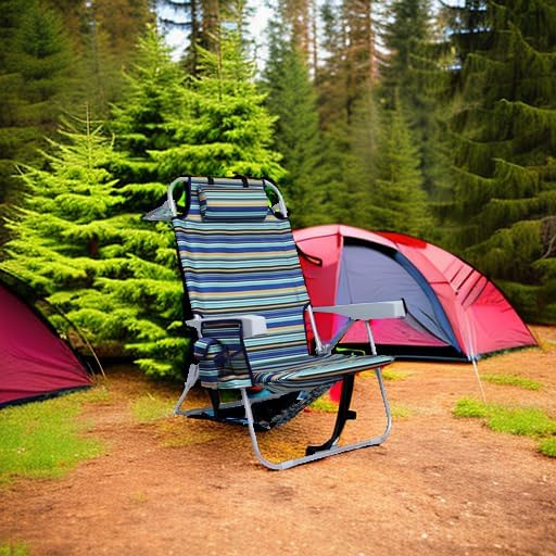 Backpack Beach Chair for Adults, Folding Beach Chair with 4 Positions, Heavy Duty Chair with Large Cooler Pouch Support to 350LBS (Stripes_Blue&Cyan&Yellow)